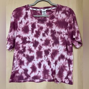 Victoria's Secret PINK Mauve & White Tie-Dye Cropped Tee Size Medium